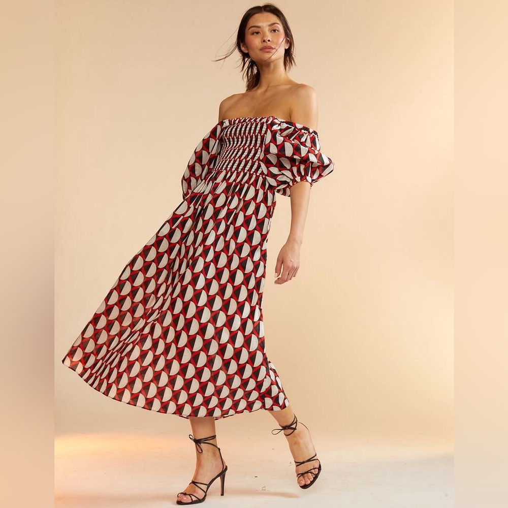 Cynthia Rowley Caprice Dress in Geo Red/Blue